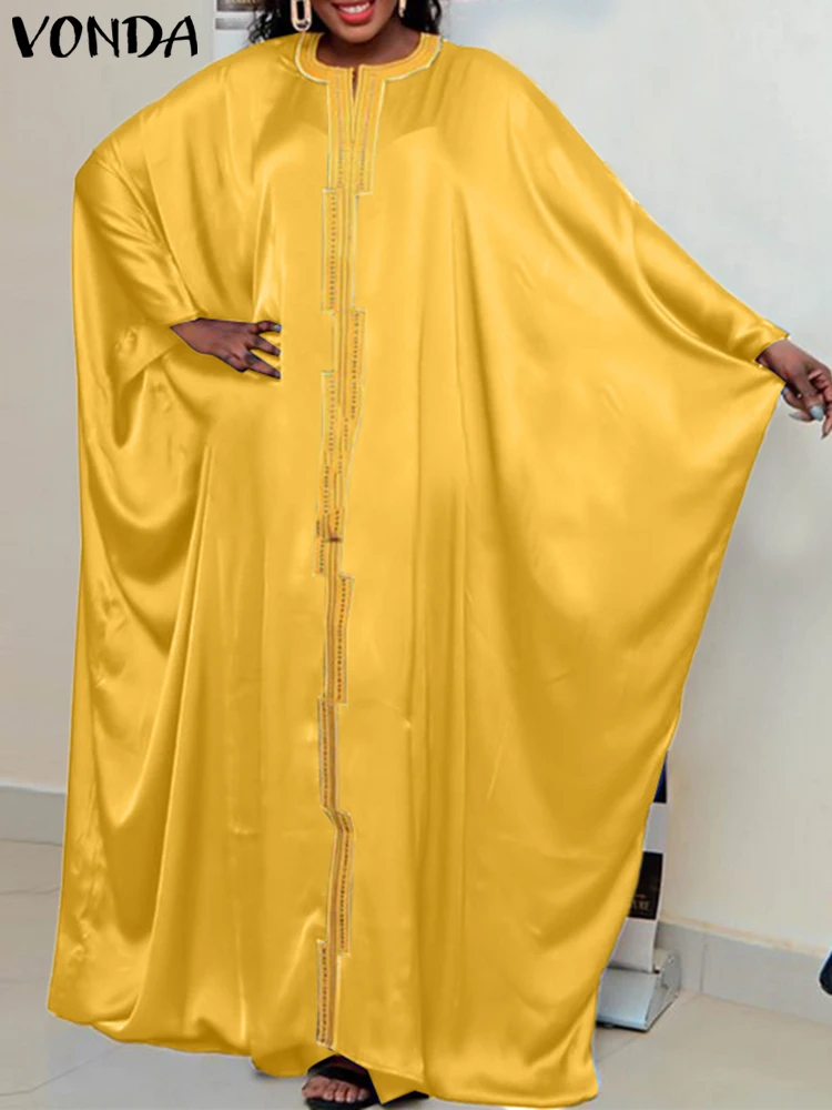 Holiday Party Dress VONDA 2022 Stylish Bat wing Sleeve Vintage Maxi