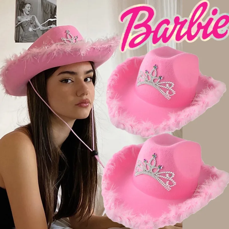 Cowboy Hats For Women Girls Wide Brim Western Y2K Glitter Crown Sequin Feather Cowgirl Party Costume Accessories