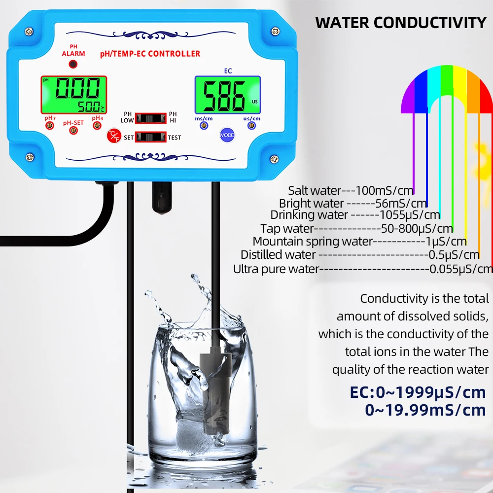 Water Quality Controller EC TEMP Meter for Aquaculture Pool