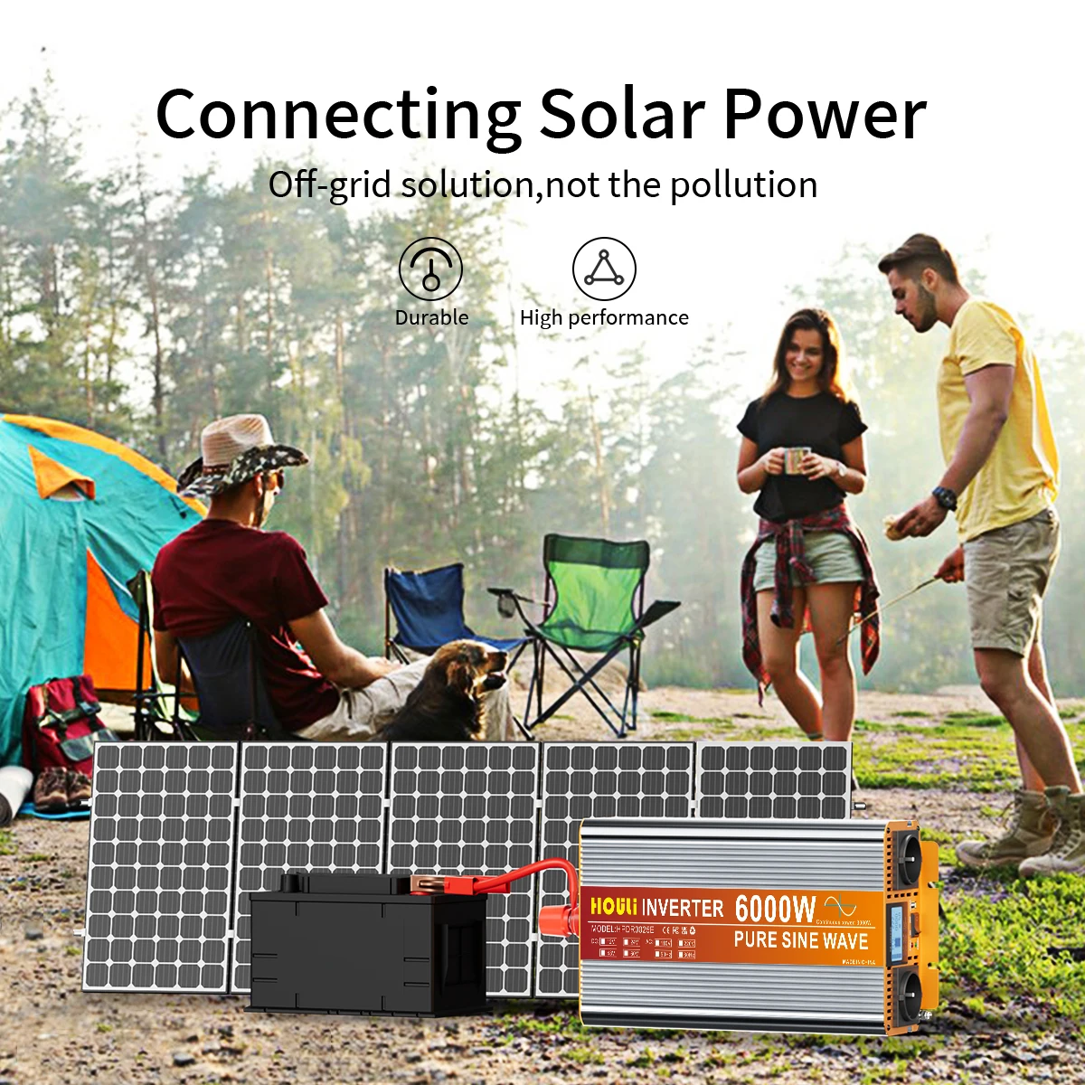 HOULI Inverter solare 12V/24V a 220V Onda sinusoidale pura3000W 4000W 5000W 6000W 7000W Picco di uscita LCD remoto Ideale per case fuori rete - immagine 6