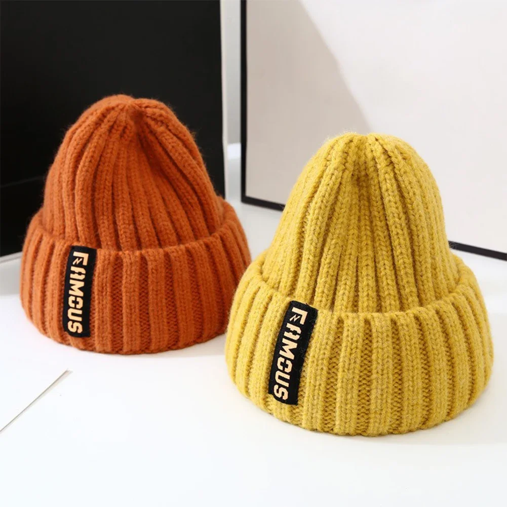 Einfache trendige Winter-weiche Häkel-Strickmütze für Männer und Frauen, Unisex, warm, einfarbig, kalte Mütze, modisches Accessoire