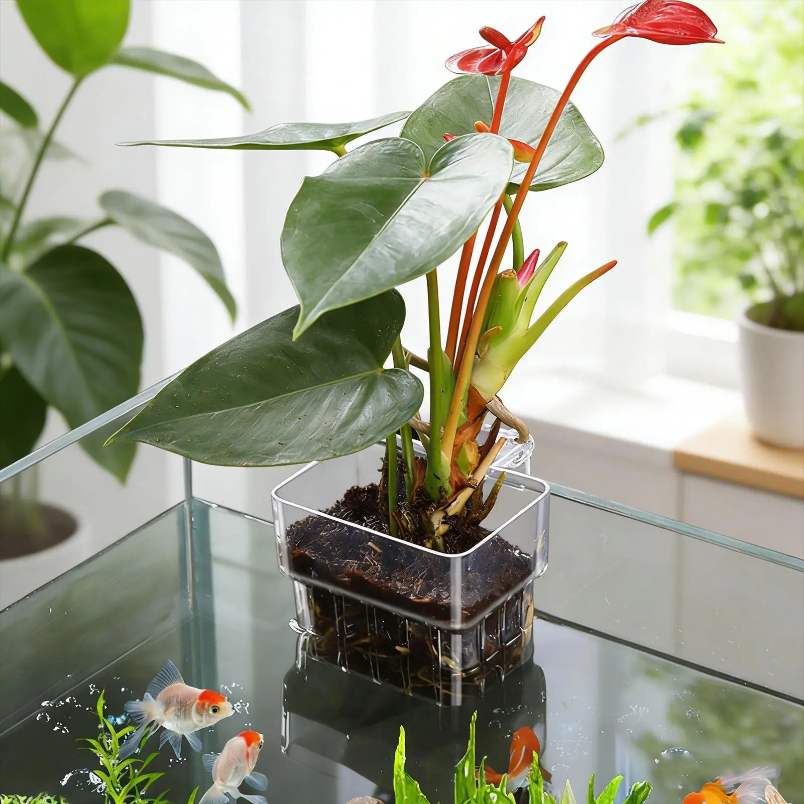Transparent Hangable Aquarium Plant Holder for Indoor Hydroponic Cultivation