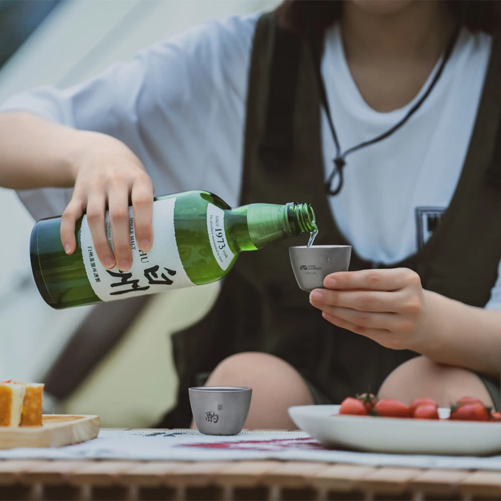 MOBI GARDEN 모비가든 캠핑 식기 이중 티타늄 컵 술잔 조주 초결량 휴대용