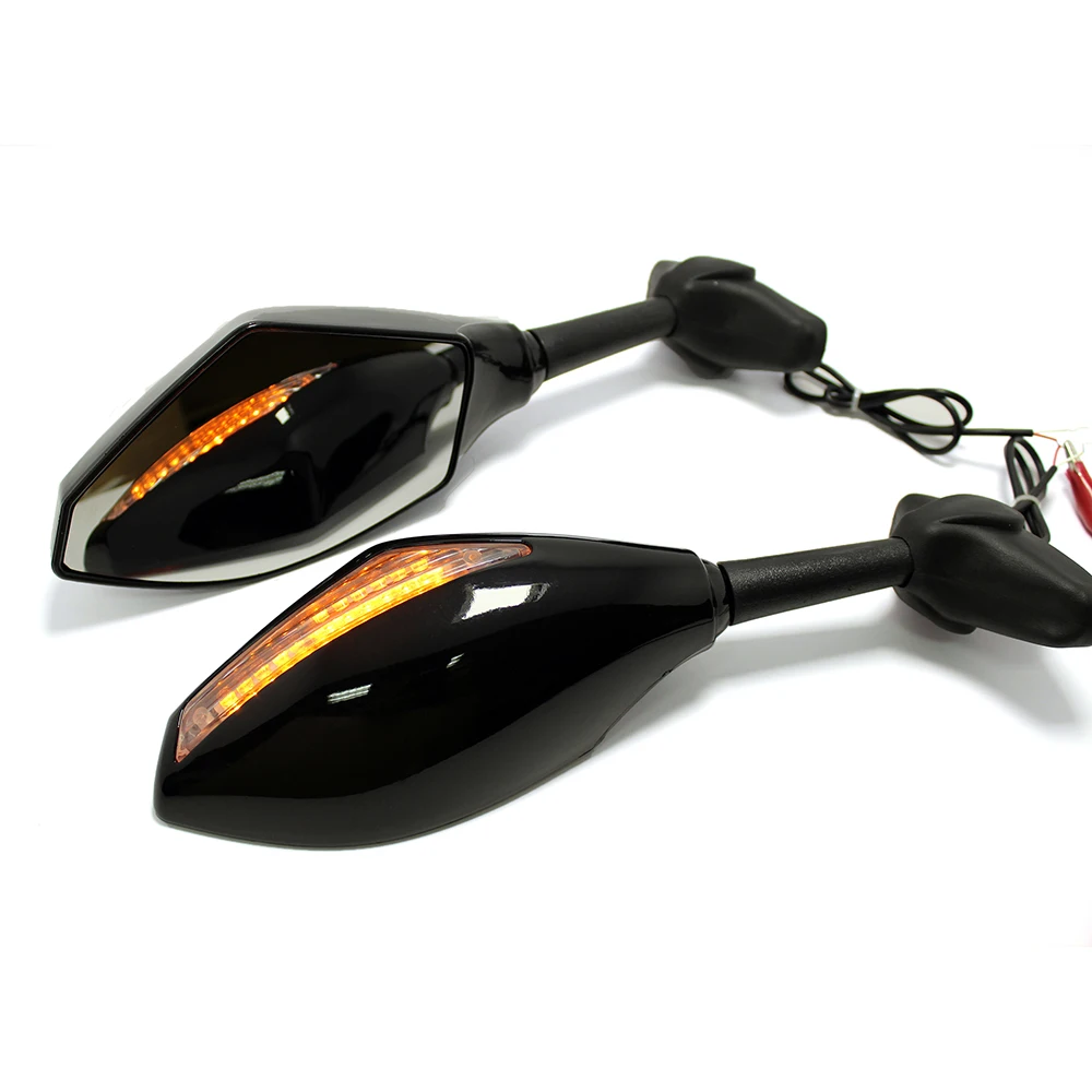 1 Pair Motorcycle LED Turn Signal Mirrors For HONDA CBR600RR 1000RR 500R SUZUKI SXR1000 Hayabusa SV650S GSXR600 GSXR750