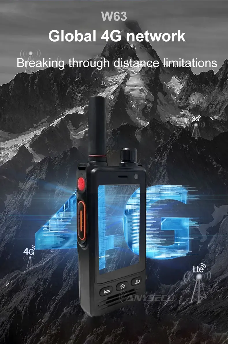 W63 IP68 Waterproof 4G Network Radio Android 9.0 NFC GPS POC Walkie Talkie Work