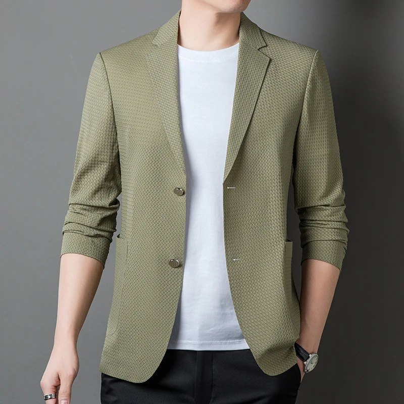 

High-End Suit New Spring Seamless Leisure Suit Young and Middle-Aged Men Korean Style Slim-Fitting Iron-Free Small Suit