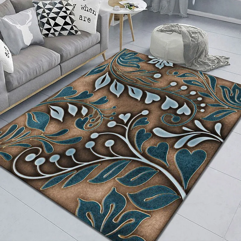 

Bubble Kiss Nordic Floral Carpets for Living Room Leaves Print Area Rug Home Bedroom Decor Carpet Rectangular Bedside Floor Mat