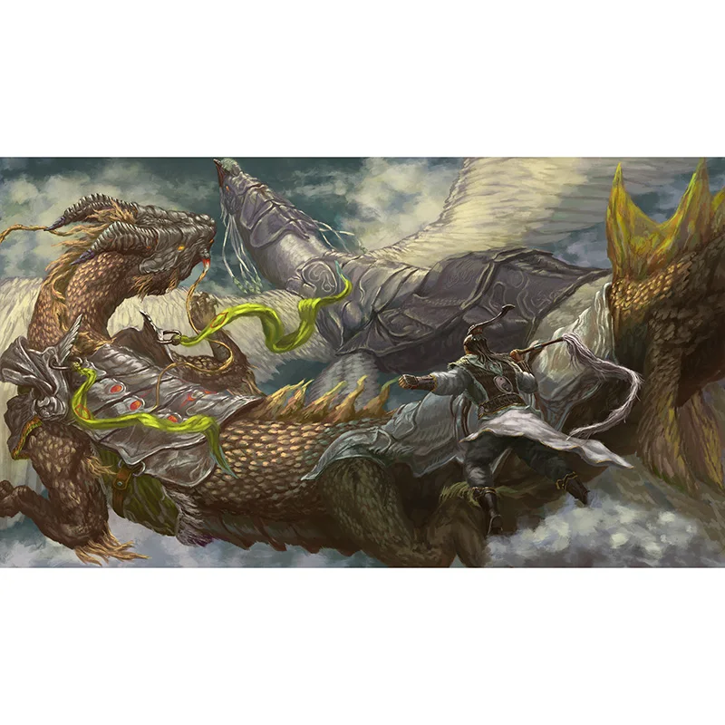 Dry Dragon And Black Bird Playmat Painting Art Mat Cards Cover Mgt Cards Protector Dtcg Mtg Tcg Mousemat/Star Reals Board Games