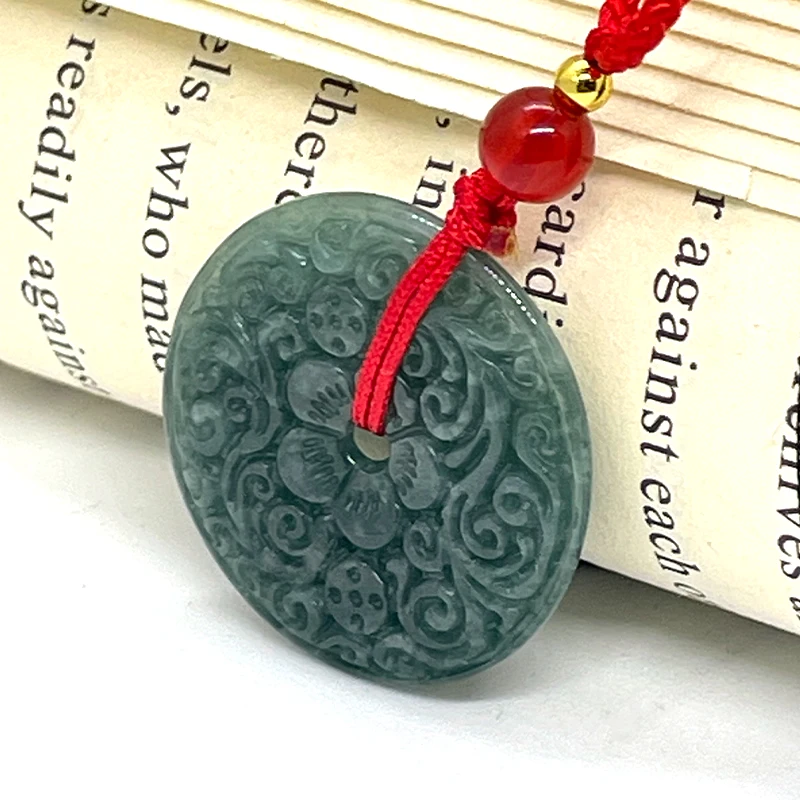 Natural Jade Peace Carved Pendant Fashion Jewelry Women Holiday Gifts