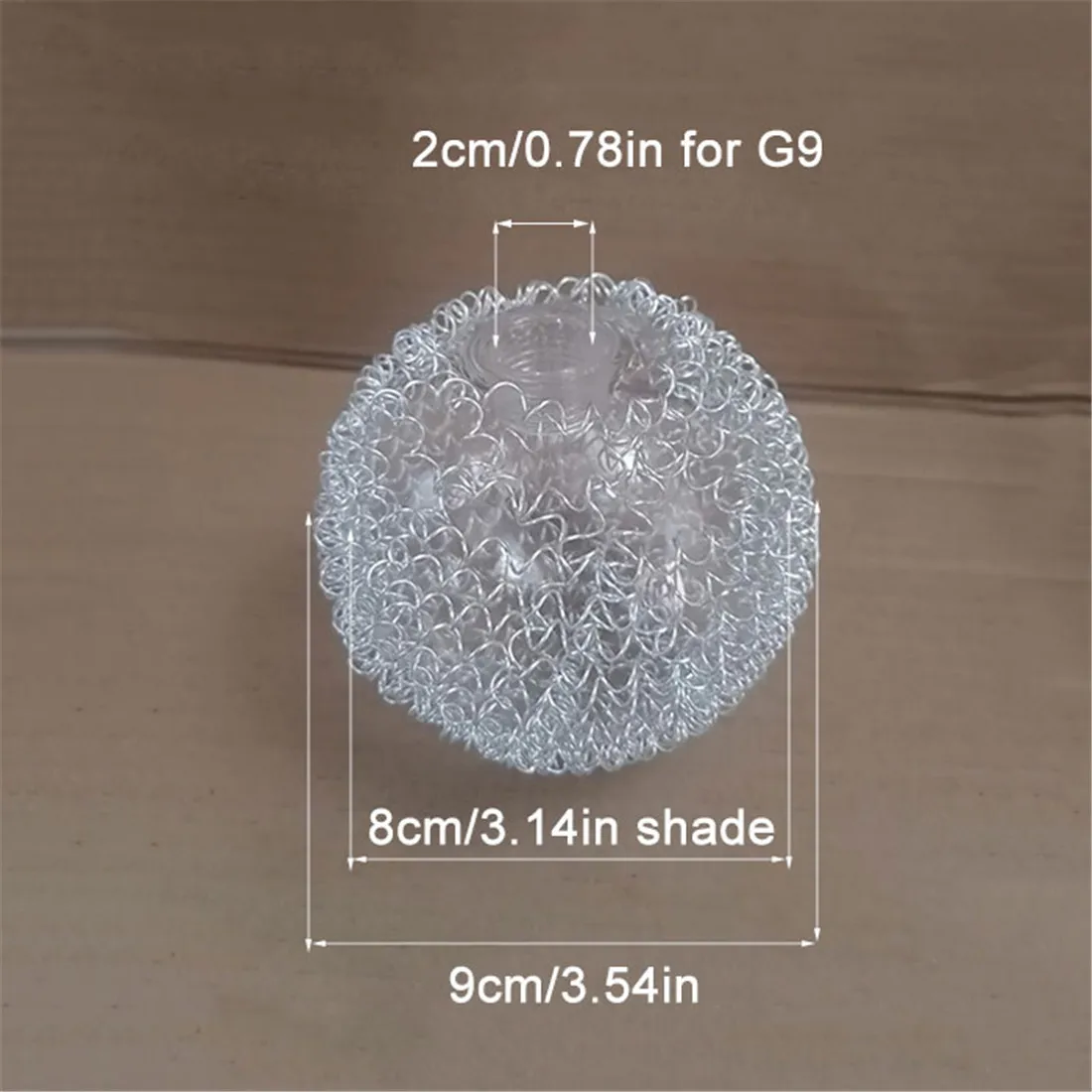 Sostituzione del paralume in vetro G9 trasparente globo con filo di alluminio esterno coperchio della lampadina G9 con foro da 20mm per supporto per presa a vite da 2cm