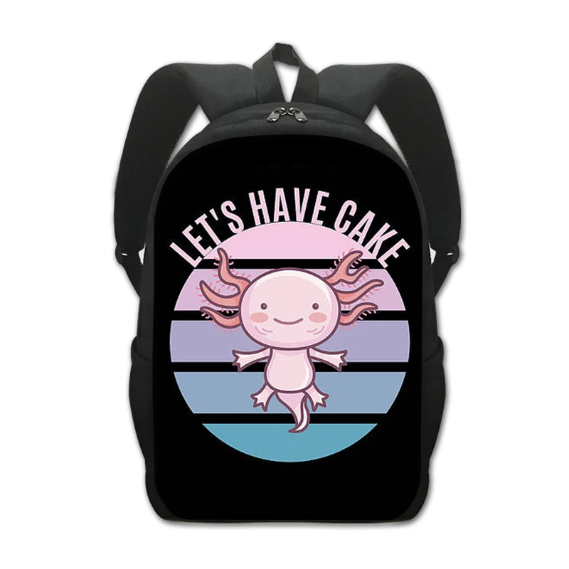 Kawaii Axolotl Sea Otters Backpack for Teenager Boys Girls Cartoon Fish Playing Video Game Daypack School Bags Children Bookbag