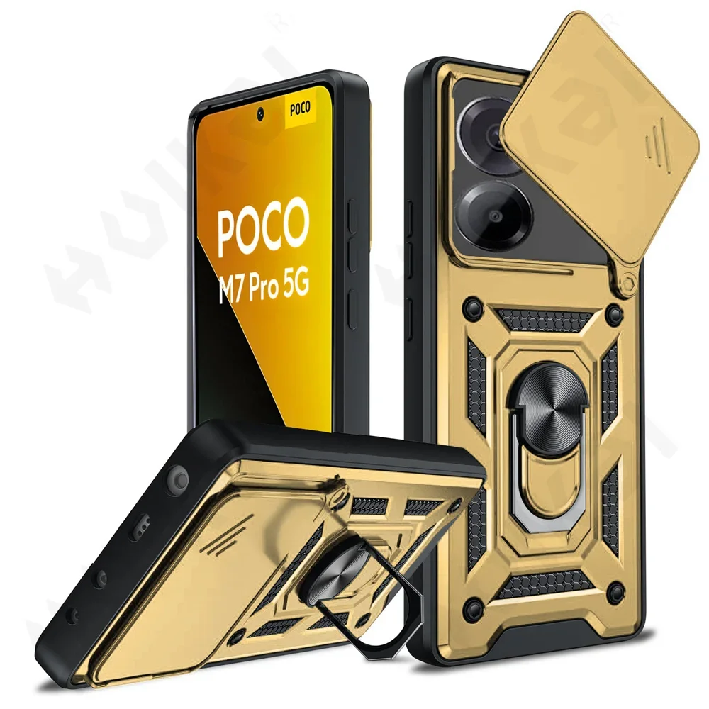 Slide Camera Protector 360° Ring Armor PC Hard Case Cover