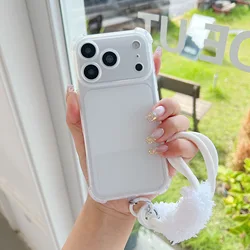 Shockproof Transparent Armor Case with Wrist Strap and AirBag Protection for Oppo Reno14 (White)