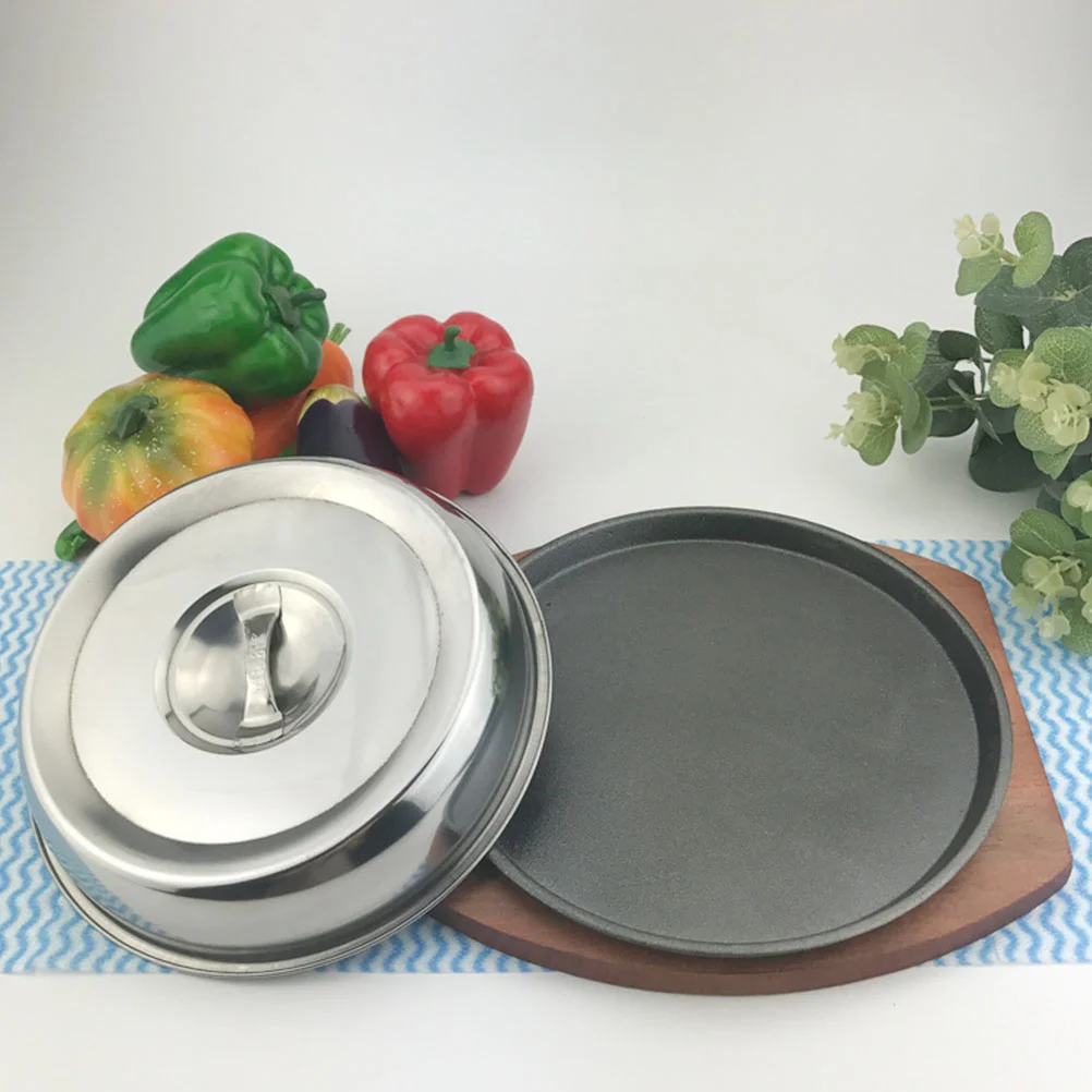 Western Food Cover Round Iron Plate Kitchen Cookware BBQ Stovetop Grill Nonstick for Wood