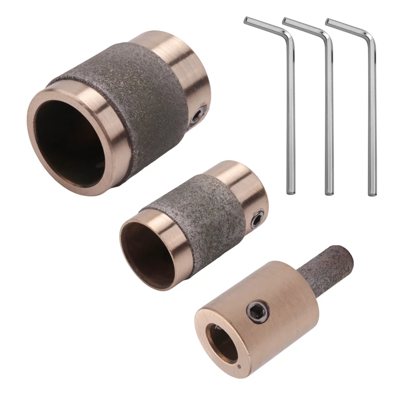 

3Pcs Grinder Head 1 Inch 3/4 Inch 1/4 Inch Brass Core Standard Grit Stained Glass Grinder Bit Head For Glass Stone