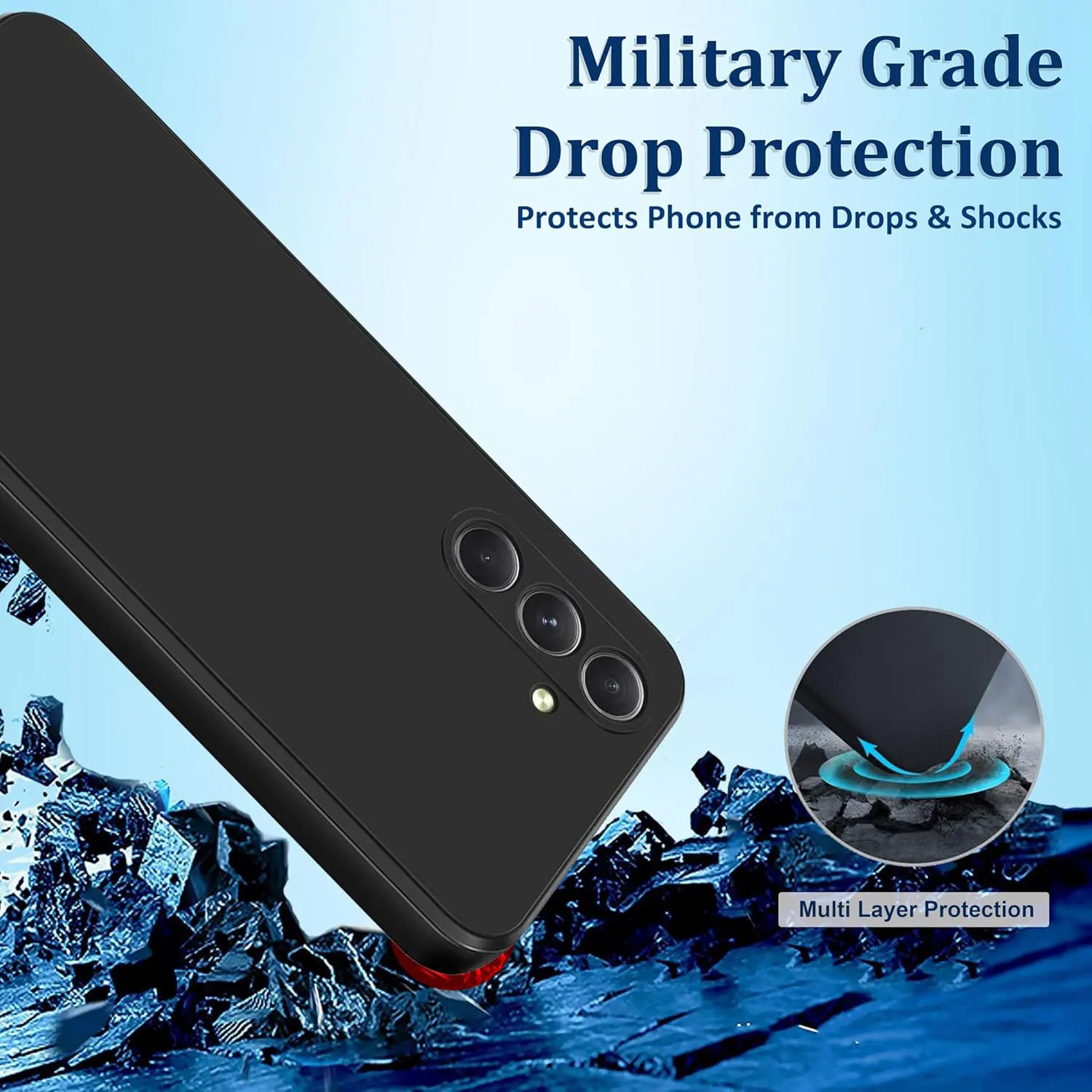 Silicone Shockproof Phone Case with Tempered Glass - Soft Protective Cover