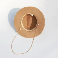 2022 Designer Chain Panama Hats For Women Fashion Shell Beach Hats Boat Sun Hats Ladies Summer Vacation Gifts Wholesale 6