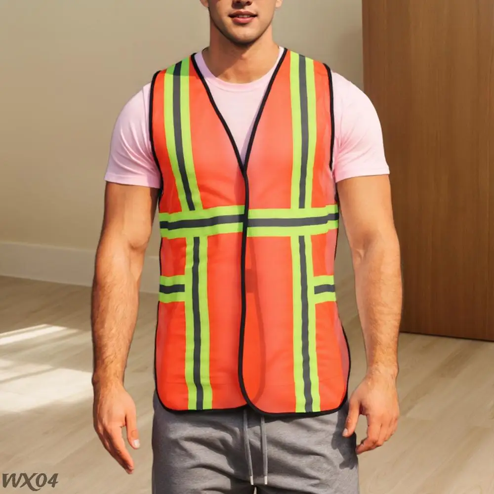 Industrial Safety Vest with Reflective Strips Outdoor Work Vest High Visibility Safety for Engineer Construction