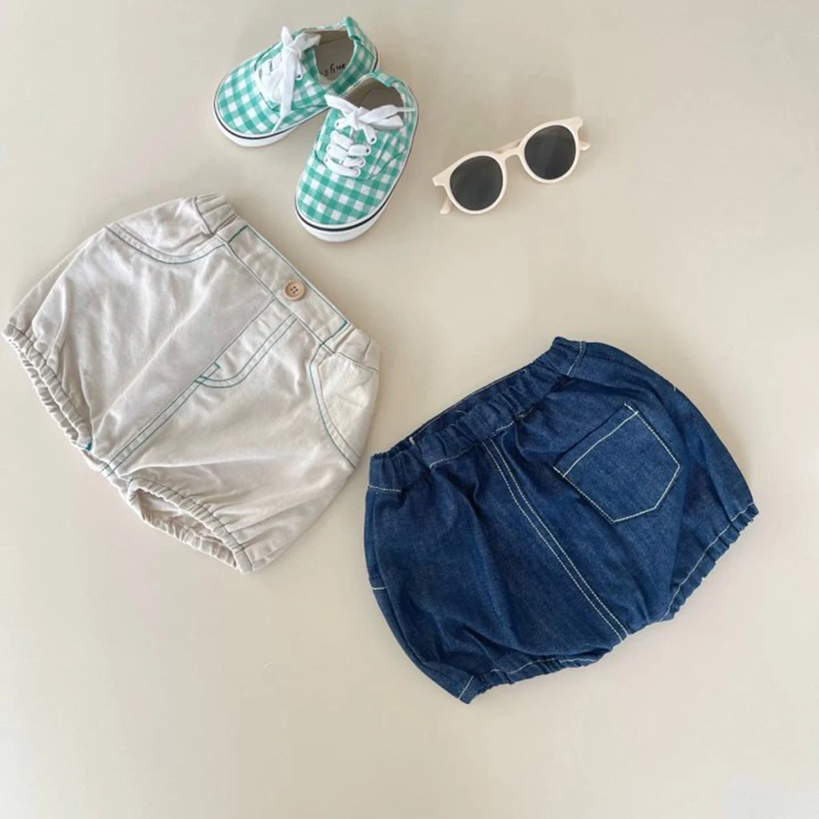 Summer Newborn Infant Baby Boy Girls Streak T-Shirt Cowboy Shorts Muslin Fallow Loungewear Kids Fashion Baby Clothing