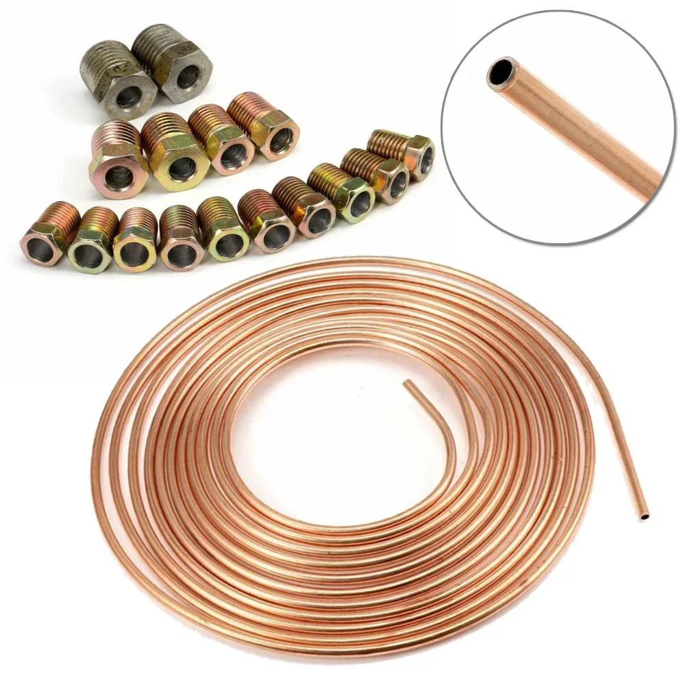 1/4 OD 25 Ft ROLL Steel Zinc Nickel Brake Line Tubing COPPER TUBE AIR CON COIL Brake Line Tubing Coil Roll