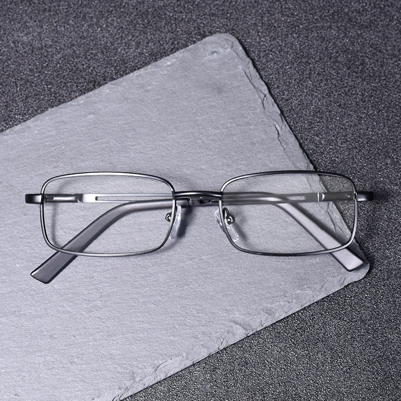 Vintage Square Metal Eyeglasses with Blue Light Blocking Clear Lenses