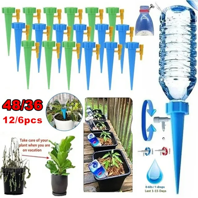 48/36/12/6pcs Auto Drip Irrigation Watering System Dripper Spike Kits Garden Household Plant Flower Automatic Waterer Tools