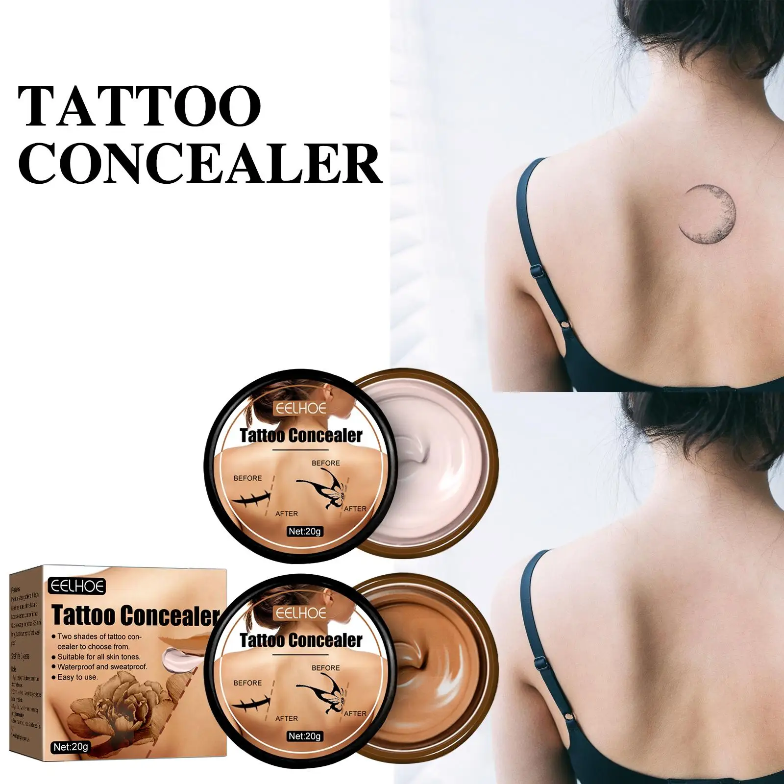 20g Tattoo Concealer Waterproof Lasting Tattoo Cover Cream Body Makeup Cosmetics Tattoo Cover Tool Body Foundation Makeup 2