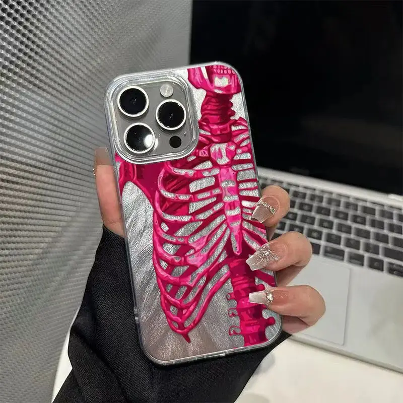 Luxury Pink Purple Skull Texture Phone Case - Premium Artistic Design Back Cover