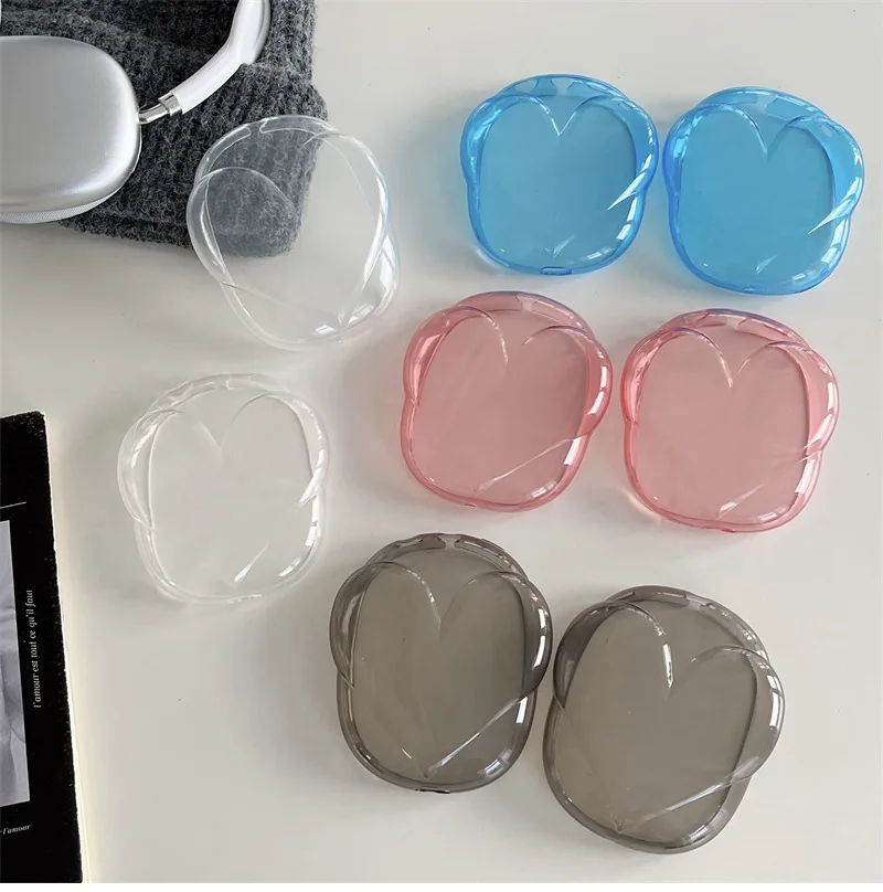 Neue Modelle 3D-Herzförmige Hülle für AirPods Max Kratzfester Kopfhörerschutz TPU Transparente Schutzhülle