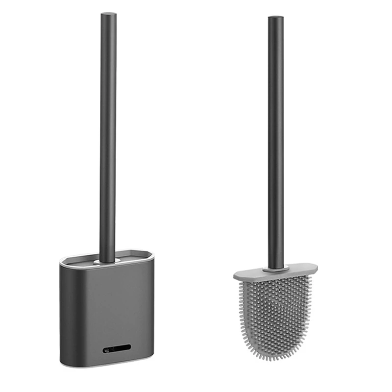 Silicone Toilet Brush Toilet Brush Holder With Wall Mounting & Turbo Drying
