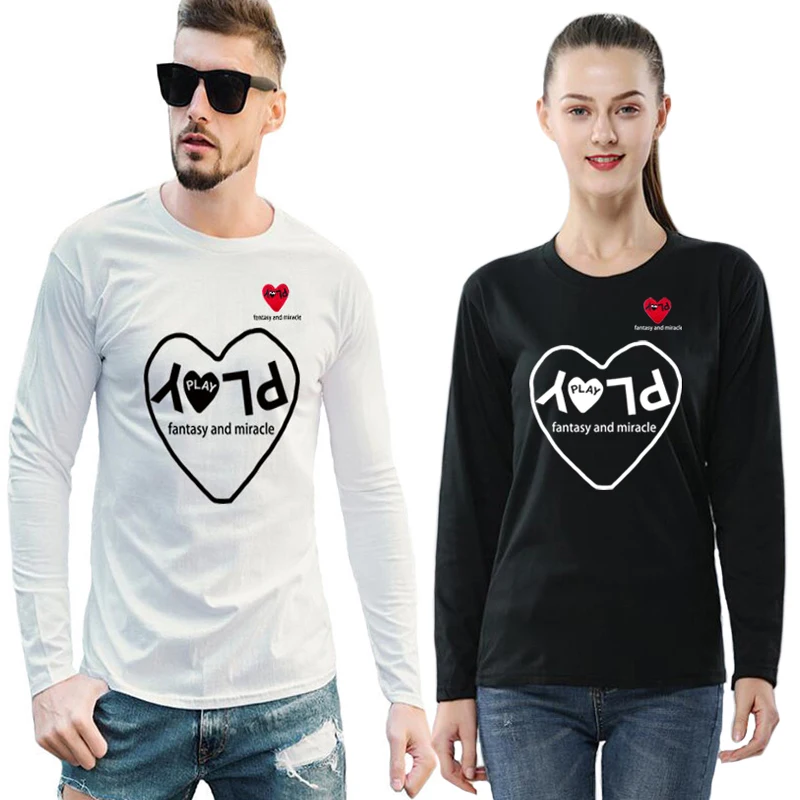 

Футболка Мужская/Женская с длинным рукавом, хлопок, круглый вырез, Повседневная Свободная рубашка в стиле унисекс, с вышивкой сердечком, буквенным принтом, весна-осень