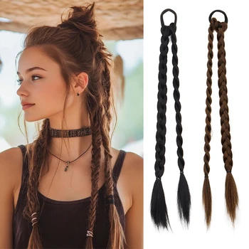 Parrucca sintetica per capelli lunghi lisci, dolci e freschi, trecce per capelli, trecce per capelli, accessori per capelli da donna