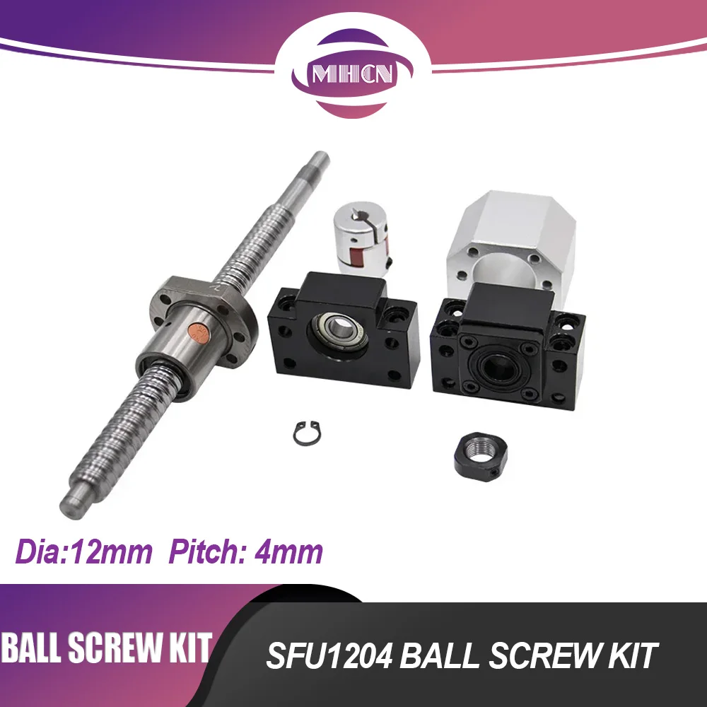 Cnc Ball Screw Sfu1204 Specs 12mm Ball Screw Kit (300mm Length, 4mm Lead) - CNC Machine Part With Anti-Backlash Nut Ball Screw Dimensions Cap Hidden