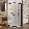 Corner Shower Enclosure Clear Tempered Glass Stainless Steel Frame 36"x36"x76" Double Sliding Black Door Waterproof Design ANSI 2