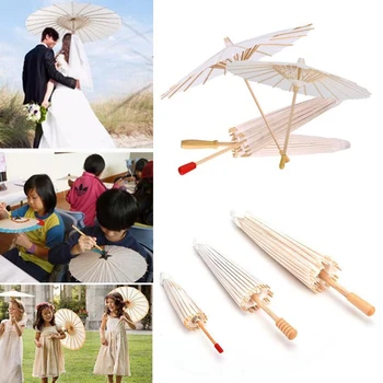 White Wedding Umbrella Cosplay Photo Prop Paper Party Decor Bridal DIY Craft