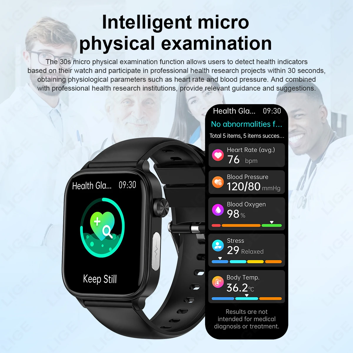 LIGE 2025 New ECG+PPG AI Healthy Diagnose Smart Watch Men Women Blood Lipid Uric Acid Female Menstrual Health Tracker Smartwatch 4