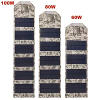 Panneau solaire pliable 100W/80W/60W, chargeur de batterie Portable USB 5V pour téléphone Portable, batterie externe étanche pour l'extérieur et le Camping 3