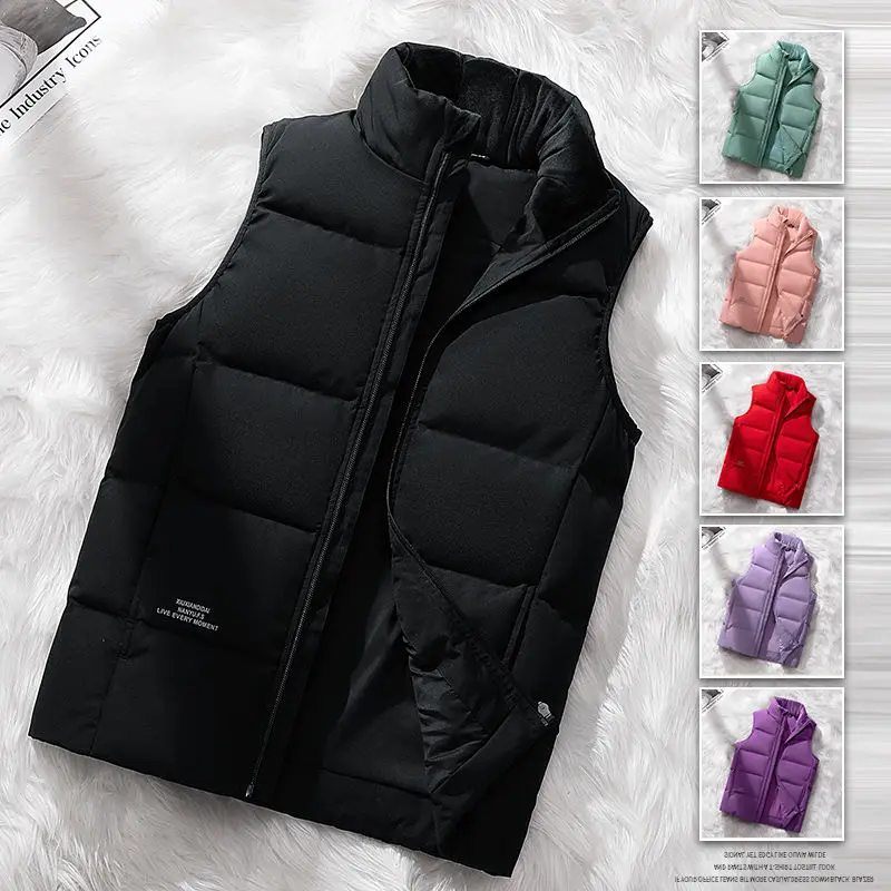 Winter New Down Vest Men's White Duck Down Vest Couple Thickened Standing Neck Down Coat 2023 winter new women s fashion network red short thickened down coat stand up neck small man bread coat white duck down