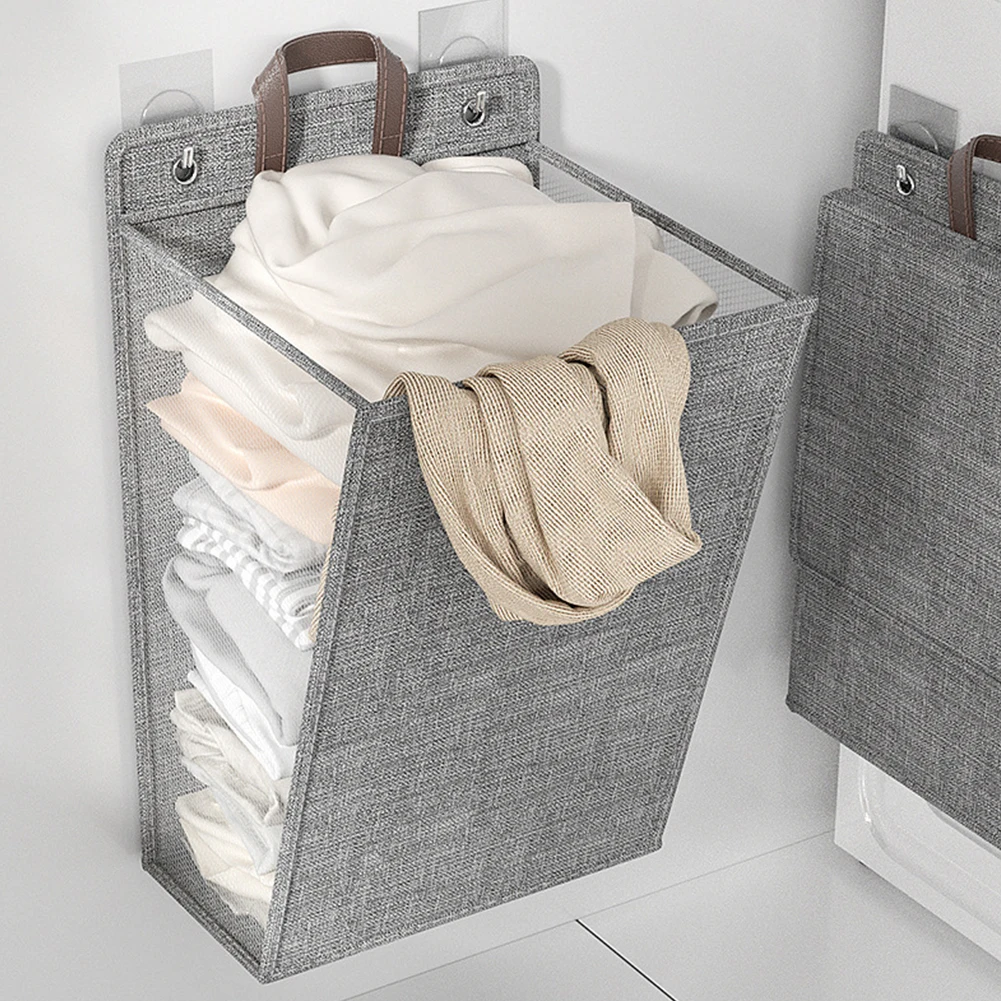 Hanging Laundry Basket Space-Saving Clothes Dolls Storage Bag Folding Foldable Storage Bag Closet Organizer for Bathroom Bedroom