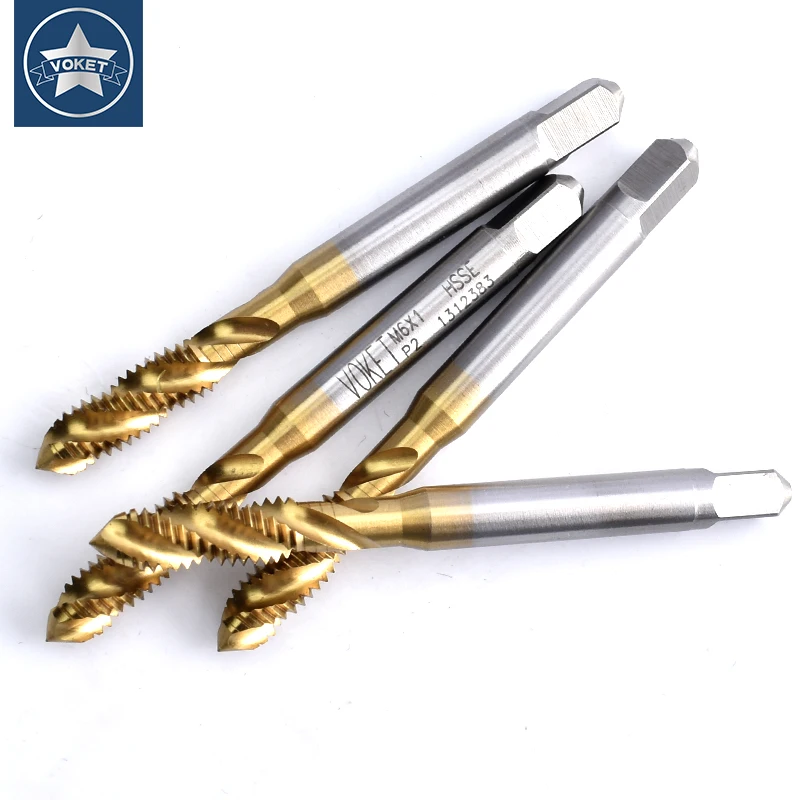 

10PCS HSSE Metric With Tin Spiral Fluted Tap M1 M1.7 M1.8 M2 M2.2 M2.3 M2.5 M2.6 M3 M3.5 M4 M5 M6 M8 M10 M12 Screw Thread Taps