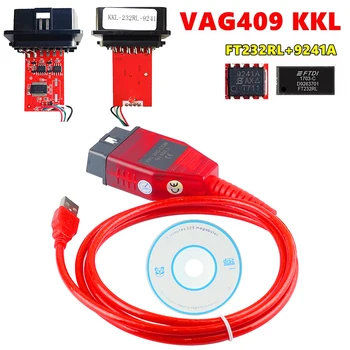 2024 VAG 409.1 KKL 409 FTDI FT232RL Reale 9241A K linea OBD 2 OBD2 Strumenti Diagnostici Per Auto Cavo di Interfaccia Per VW/Audi/Skoda/Seat