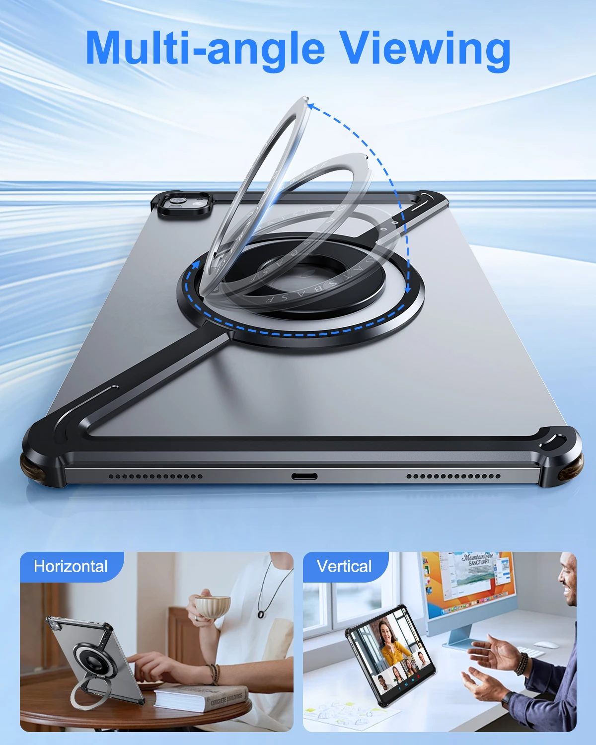 Eary Frameless Case for iPad Pro 2024 11 Inch M4 (5th Gen) With 360°Rotatable Magnetic Kickstand Aluminum Alloy Dropproof Case