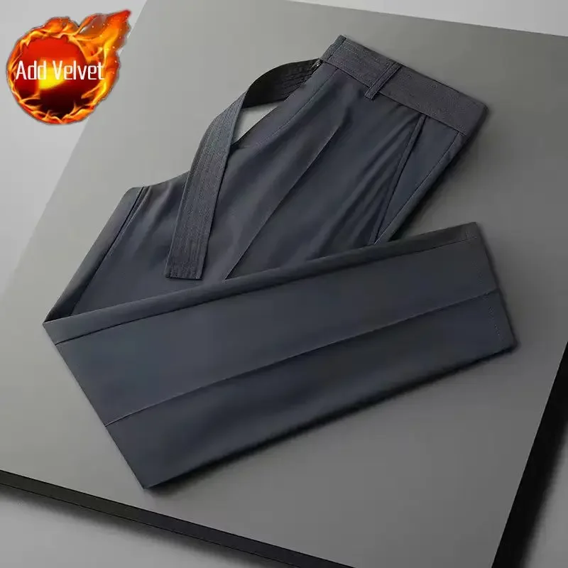9 Pantalones de traje masculino recortados con trenzas, ajustados, drapeados, elásticos, para verano, para hombre, sastrería social, elástica, para negocios, fluidos, formales