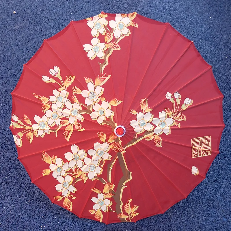 84cm Vintage Chinese Silk Cloth Japan Cherry Blossoms Umbrella Home Hotel Ceiling Decor Anime Festival Props