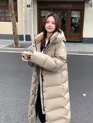 Hooded Long Down Cotton Jacket, Thickened for Warmth and Slimming, Trendy and Trendy, Women's Winter New 2023