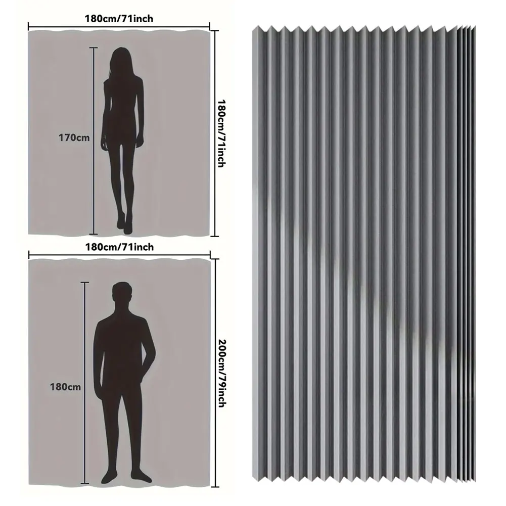 Foldable Magnetic Shower Curtain Waterproof Bathroom Curtain with 14 Hooks Bathtub Curtain Modern for Bathroom 3