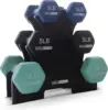 7008-839b04.jpg Dumbbell Free Hand Weight Set with Rack Ideal for Home Exercises 3-pound, 5-pound, and 8-pound