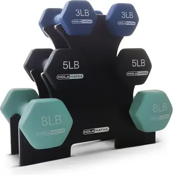Dumbbell Free Hand Weight Set with Rack Ideal for Home Exercises 3-pound, 5-pound, and 8-pound
