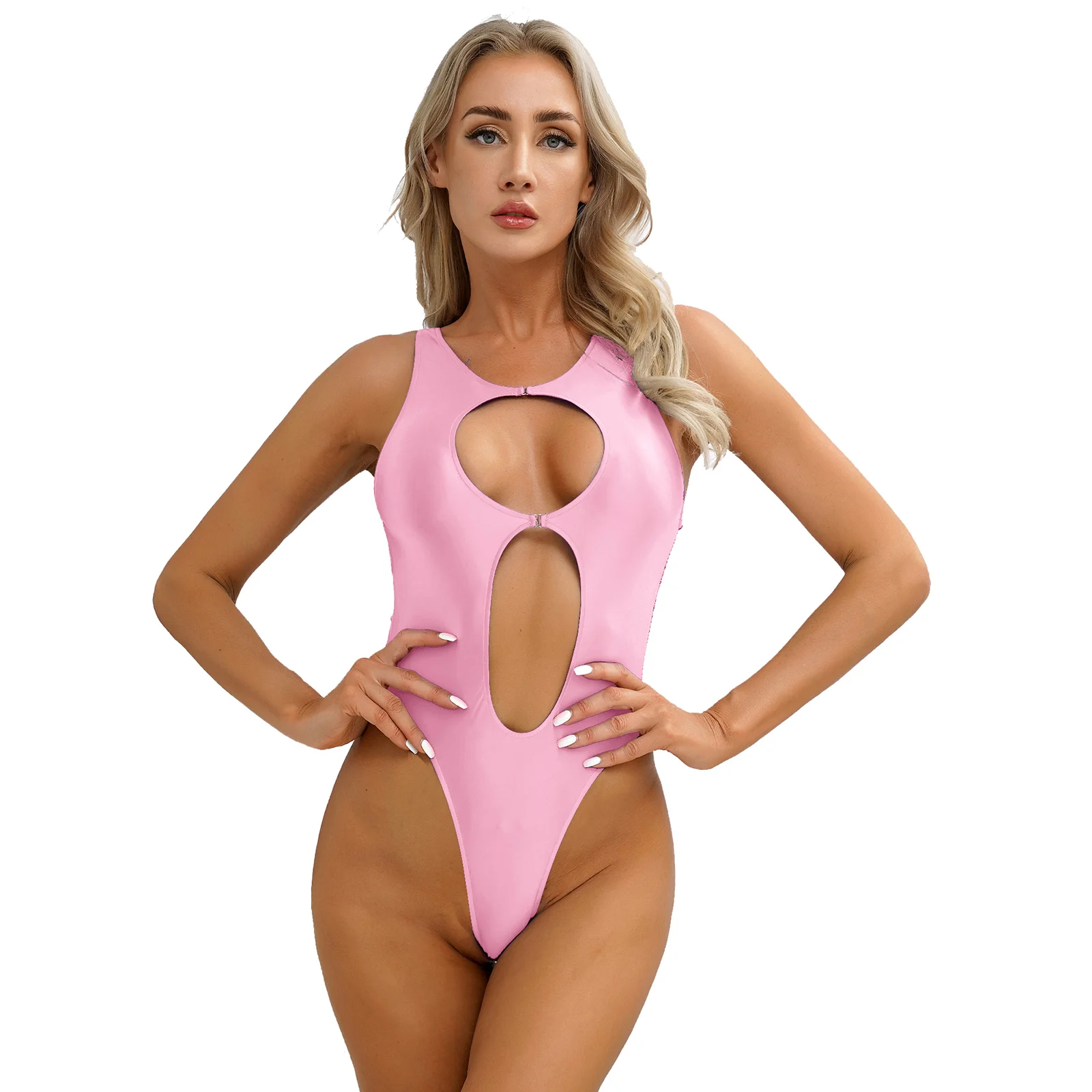 

2023 Jumpsuit Overalls For Womens Nylon Glossy Bodysuit High Cut Tight Monokini Summer Swimsuit Party Female Romper Swimwear