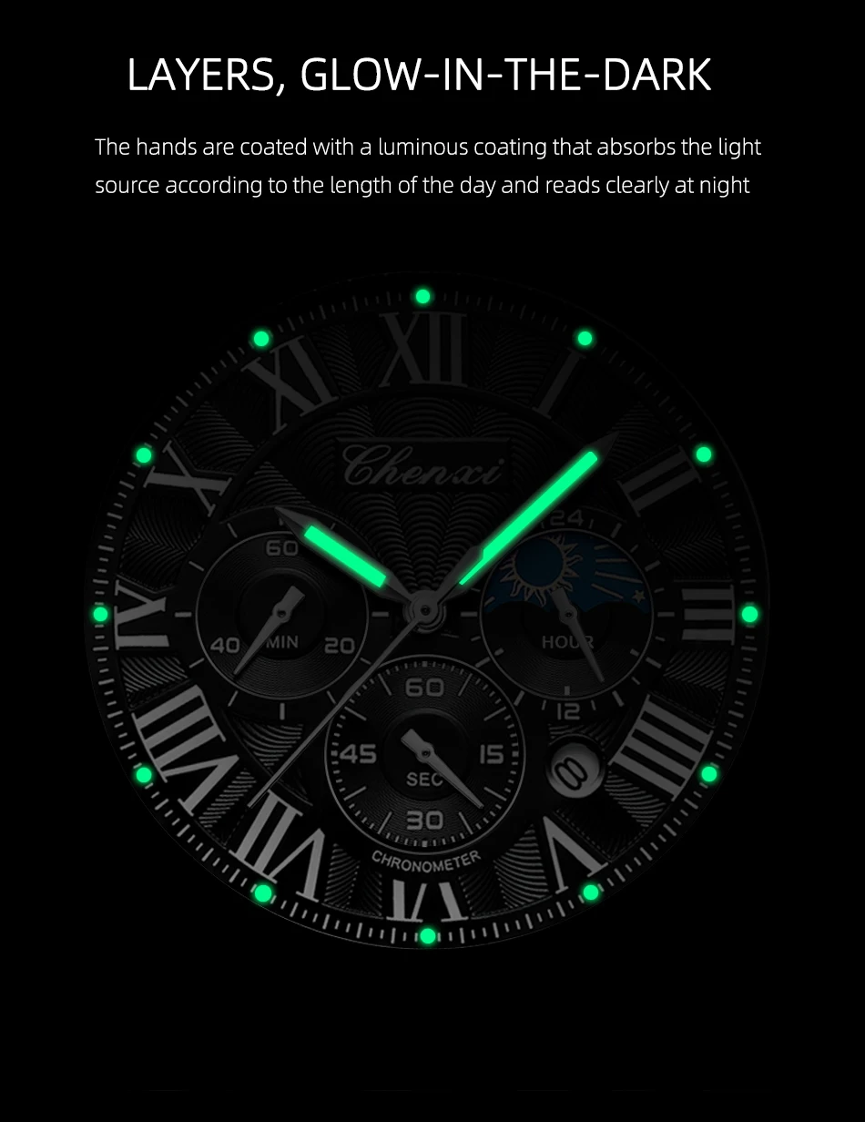luxo pulseira de couro data relógio de